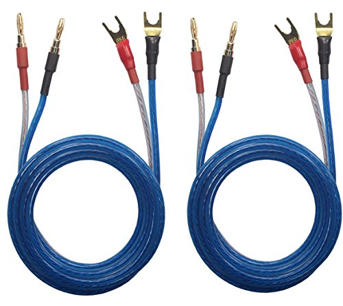 KK YB-ZB 1pair Set(4 Spade Plug & 4 Banana Plug) HiFi OFC Speaker Wire, Spade Plug to Pin Type Plug 1.5M(4.92ft)/3M(9.84ft)/5M(16ft), KK YB-ZB (3M(9.84ft))