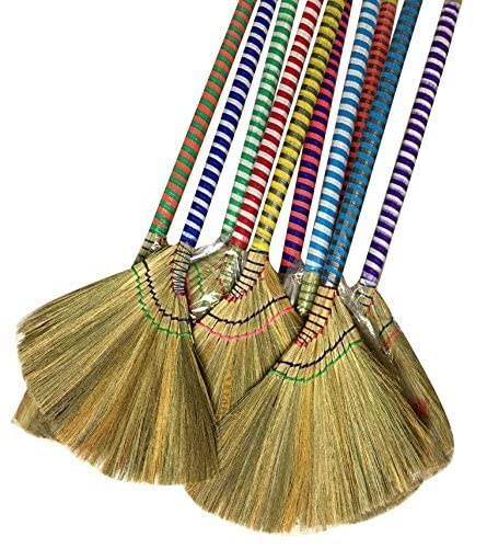 掃把 Anti-Static Choi Bong Co Vietnam Hand Made Straw Soft Broom Colored Handle 12″ Head Width, 40″ Overall Length 3-PC