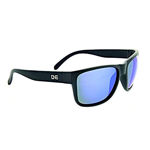 Optic Nerve – 2022 Premium & Affordable Non-Polarized Wrap-Around Rectangle Sunglasses for Men/Women, Kingfish Edition with Matte Black Frame/Brown/Blue Mirror Lens