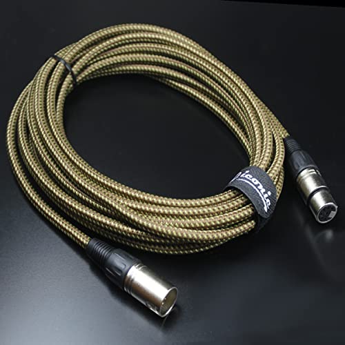 7 Pin XLR 20ft Female to Male Vacuum Tube Microphone 20′ Cable Cord Brown Tweed