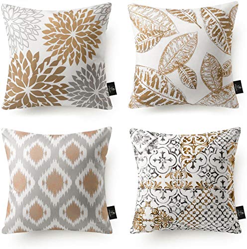 Phantoscope Set of 4 New Living Series Coffee Color Decorative Throw Pillow Case Cushion Cover 18 x 18 inches 45 x 45 cm