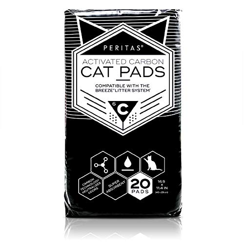 Peritas Cat Pads | Generic Refill for Breeze Tidy Cat Litter System | Cat Liner Pads for Litter Box | Quick-Dry, Super Absorbent, Leak Proof | 16.9″x11.4″ (Carbon, 20 Count)