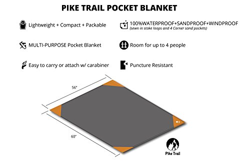 Pike Trail Pocket Beach Blanket (60” X 56”) – Lightweight Sand Proof Picnic Blanket, Compact Outdoor Blanket, Waterproof Pocket Blanket for Hiking, Camping, Picnics, Travel and Beach Trips | The Storepaperoomates Retail Market - Fast Affordable Shopping