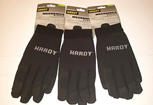 3 Pair Of Work Synthetic Leather/Spandex Mechanics’ Gloves (Large)