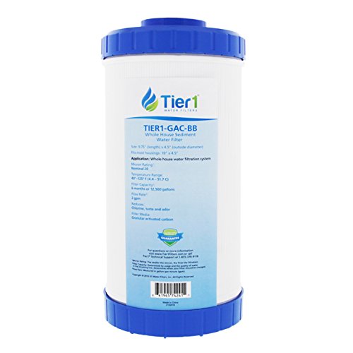 Tier1 20 Micron 10 Inch x 4.5 Inch | Whole House Granular Activated Carbon Block Water Filter Replacement Cartridge | Compatible with Pentek GAC-BB, 155153-43, Home Water Filter