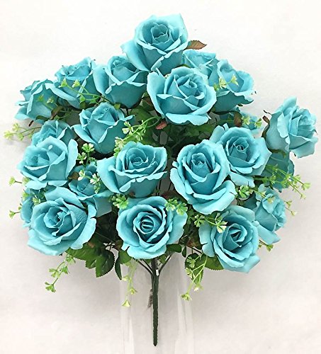 Silk Flower Garden Artificial Rose Bouquet 24 Blooms 23″, Tiffany