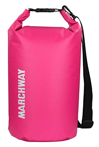MARCHWAY Floating Waterproof Dry Bag 5L/10L/20L/30L, Roll Top Dry Sack for Boat, Ski, Beach, Paddle Board Sport, Kayaking, Rafting, Boating, Swimming, Camping, Hiking, Canoeing, Fishing (Pink, 20L)