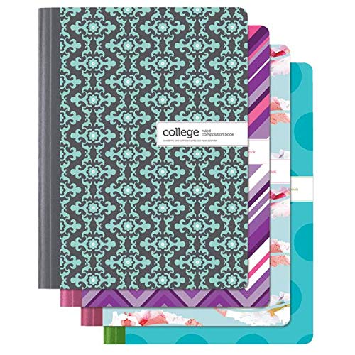 Office Depot Brand Fashion Composition Notebook, 7 1/2″ x 9 3/4″, 1 Subject, College Ruled, 80 Sheets, Assorted Designs (No Design Choice)