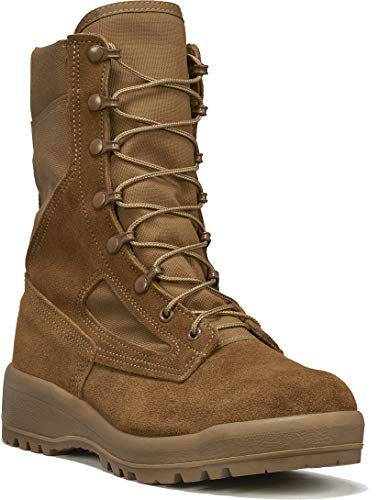 Belleville C300 ST 8 Inch Army OCP ACU Hot Weather Steel Toe Combat Boots For Men – Coyote Brown Cattlehide Leather Boots Safety Rated For Electrical Hazards (EH), Coyote – 12 R