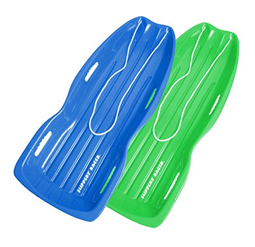 Slippery Racer Downhill Toboggan Snow Sled, Twin Pack – 1 – Blue / 1 – Green