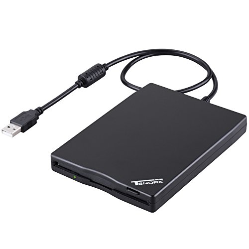 Tendak USB Floppy Disk Drive – 3.5″ Portable USB External 1.44MB FDD Diskette Drive for PC Windows 7/8, Windows XP, Vista,for Mac Plug and Play (Black)