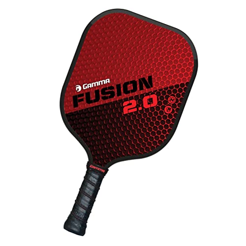 GAMMA Sports 2.0 Pickleball Paddles: Mens and Womens Textured Fiberglass Face Pickle-Ball Racquet – Indoor and Outdoor Racket: Fusion Red, ~8 oz