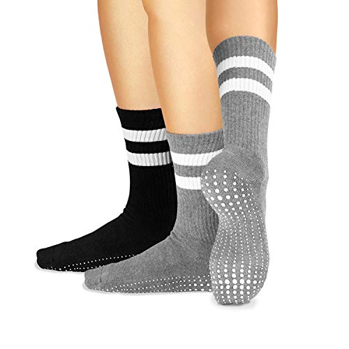 LA ACTIVE Non Slip Yoga Grip Socks – Anti Skid Barre Ballet Pilates Socks, Anti Skid Socks with Mid Calf Design for Women