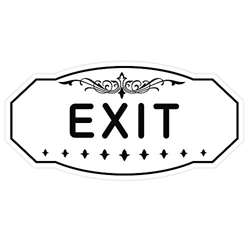 EXIT Victorian Door/Wall Sign (White) – Large 5″ x 10″
