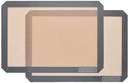 GRIDMANN Pro Silicone Baking Mat – Set of 2 Non-Stick Half Sheet (16-1/2″ x 11-5/8″) Food Safe Tray Pan Liners