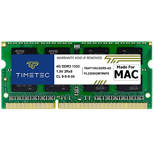 Timetec 4GB Compatible for Apple DDR3 1333MHz PC3-10600 CL9 for Mac Book Pro (Early/Late 2011 13/15/17 inch), iMac (Mid 2010, Mid/Late 2011 21.5/27 inch), Mac Mini(Mid 2011) SODIMM MAC RAM Upgrade