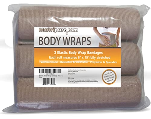 Neutripure Body Wrap Support – Elastic Stretch Bandages – Washable and extra wide (Pack of 3)