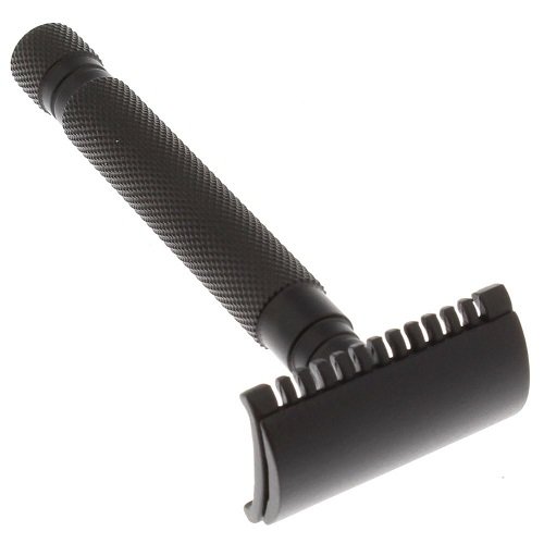 West Coast Shaving Midnight Collection Double Edge Safety Razor 78B, Black Stainless Steel-Open Comb Head