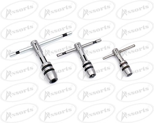 ASSORTS T-Handle Tap Wrench Set of 3 Pieces Solid Collet Jaws-For Holding Taps & Reamers