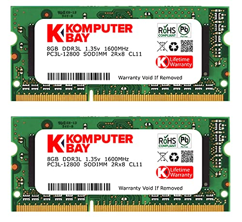 Komputerbay 16GB Dual Channel Kit 2X 8GB 204pin 1.35v DDR3-1600 SO-DIMM 1600/12800S (1600MHz, CL11) for MAC and PC