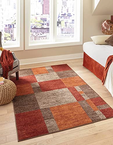 Unique Loom Autumn Collection Modern Contemporary Casual Abstract Area Rug, 8′ x 10′, Multi/Beige