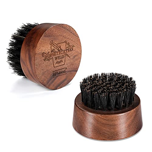 BFWood Beard Brush for Men – Boar Bristles Small and Round – Black Walnut Wood
