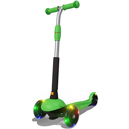 Voyage Sports Toddler Scooter for Kids Ages 3-5, Adjustable Height, Alloy Steel Handlebar, 3 Wheels, Light Up, Lightweight, Birthday Gifts for 3 Year Old Boys and Girls, Children Toys (Green)