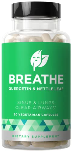 Breathe Sinus & Lungs Breathing – Seasonal Nasal Health, Immune Support, Open & Clear Airways, Bronchial Wellness, Healthy Chest – Quercetin, Vitamin D, Bromelain Pills – 60 Vegetarian Soft Capsules