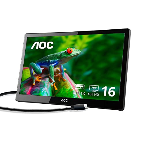 AOC I1659FWUX 15.6″ USB-powered portable monitor, Full HD 1920×1080 IPS, Built-in Stand, VESA