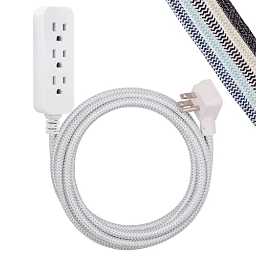 Cordinate Surge 3-Outlet 16 AWG Extension Cord, 10′, Gray/White, 37914
