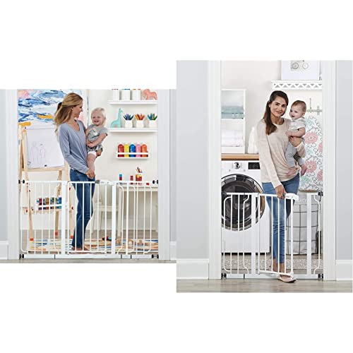 Regalo Extra WideSpan Walk Through Safety Gate, White & Regalo Easy Step Walk Thru Gate, White, Fits Spaces between 29″ and 39″ Wide