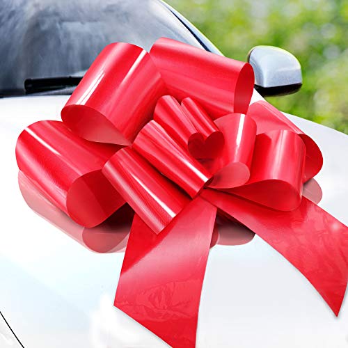 Zoe Deco Big Car Bow (Red, 23 inch), Gift Bows, Giant Bow for Car, Birthday Bow, Huge Car Bow, Car Bows, Big Red Bow, Bow for Gifts, Christmas Bows for Cars, Gift Wrapping, Big Gift Bow