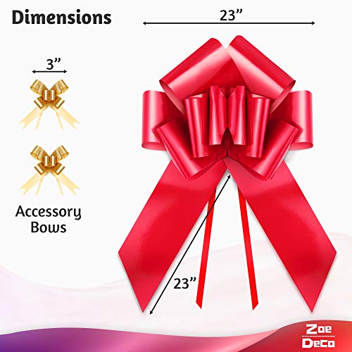 Zoe Deco Big Car Bow (Red, 23 inch), Gift Bows, Giant Bow for Car, Birthday Bow, Huge Car Bow, Car Bows, Big Red Bow, Bow for Gifts, Christmas Bows for Cars, Gift Wrapping, Big Gift Bow | The Storepaperoomates Retail Market - Fast Affordable Shopping