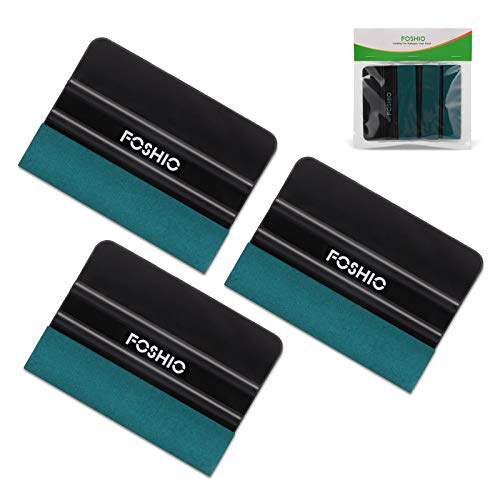 FOSHIO Vinyl Wrap Squeegee 4 Inch with Micro Fiber Suede Felt Edge, Vinyl Scraper for Window Tinting, Sign Making and Sticker Wrap Application Tools, Pack of 3 Black Felt Squeegee for Vinyl