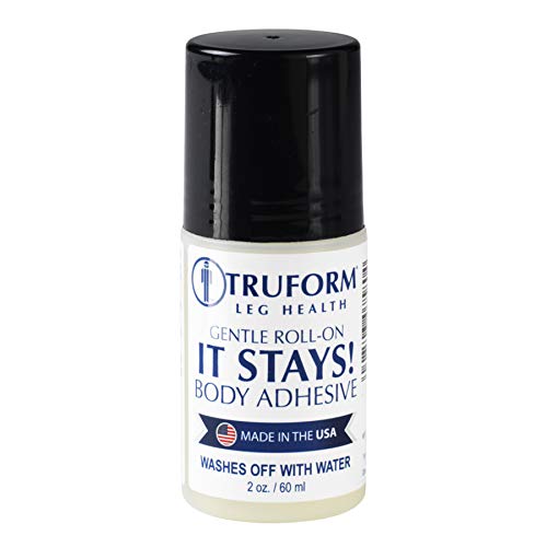 Truform Roll-on Body Adhesive, Prevents Stocking Rolling or Falling Down, 2 fl. Ounce, Made in USA