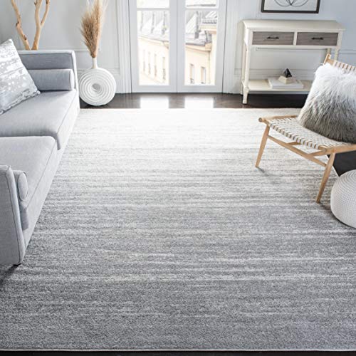 SAFAVIEH Adirondack Collection 9′ x 12′ Light Grey/Grey ADR113C Modern Ombre Non-Shedding Living Room Bedroom Dining Home Office Area Rug