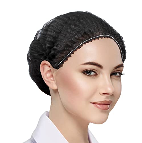 Yes!Fresh 100 Pieces Disposable 21 inch Non-Woven Bouffant Clip Caps Mob Mop caps hairnets Head Cover (Black)