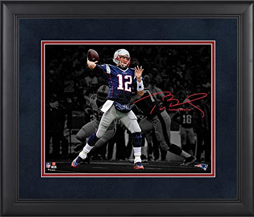 Tom Brady New England Patriots Framed 11″ x 14″ Spotlight Photograph – Facsimile Signature – NFL Player Plaques and Collages