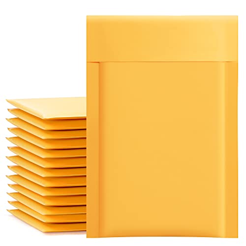 UCGOU Kraft Bubble Mailers 4×8 Inch 50 Pack Yellow Padded Envelopes #000 Small Business Mailing Packages Self Sealing Tear Resistant Boutique Bulk Mail Shipping Bags for Jewelry Makeup Supplies
