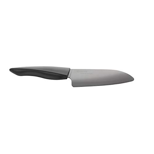 Kyocera Innovation Series Ceramic 5.5″ Santoku Knife, with Soft Touch Ergonomic Handle-Black Blade, Black Handle