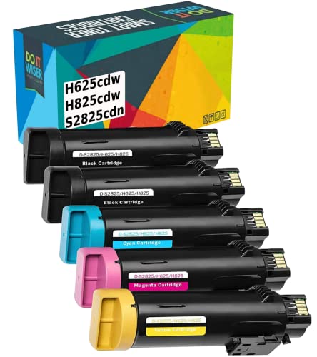 Do it Wiser Compatible Printer Toner Cartridge Replacement for Dell H625cdw H825cdw S2825cdn – High Yield Laser Cartridges 593-BBOW 593-BBOX 593-BBOY 593-BBOZ (2 Blacks 1 Cyan 1 Magenta 1 Yellow)