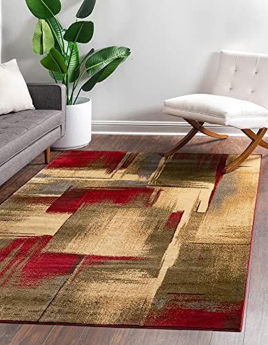 Unique Loom Barista Collection Area Rug – Timor (4′ 1″ x 6′ 1″ Rectangle, Multi/ Red)