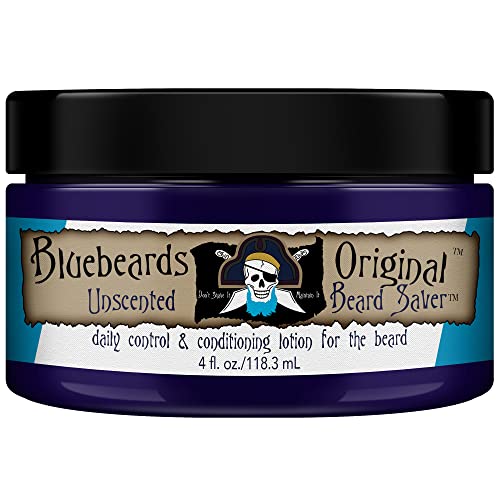 Bluebeards Original Unscented Beard Saver, 4 oz. – Leave In Beard Conditioner for Men, with Aloe & Shea Butter – Beard Softener that Deeply Conditions and Moisturizes Your Beard and Skin – Made in USA