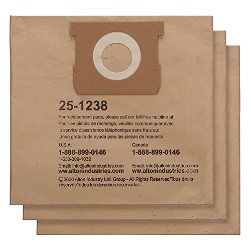 Original Manufacturer Filter Bags AT25-1238 for Porter-Cable and Stanley Wet/Dry Vacuum PCX18301-4B SL18301-3B – 3 Pack