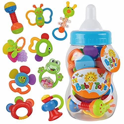 Baby Rattle Toy Set – Infant Toys for Early Development, with Grab, Shake, and Teether Features, Musical Toys, Newborn Birthday and Baby Shower Gifts for Boys and Girls, Ideal for Easter Celebrations