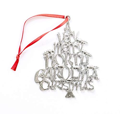 North Carolina Christmas Ornament – NC Gift for New Couple from Neighbors – Metal Holiday Present Tag