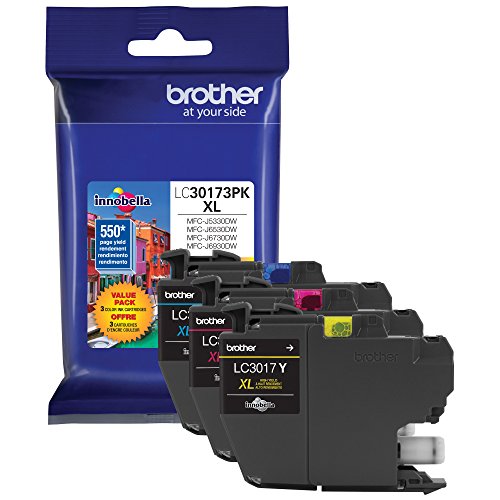 Brother Printer LC30173PK High Yield XL 3 Pack Ink Cartridges- 1 Ea: Cyan/Magenta/Yellow Ink