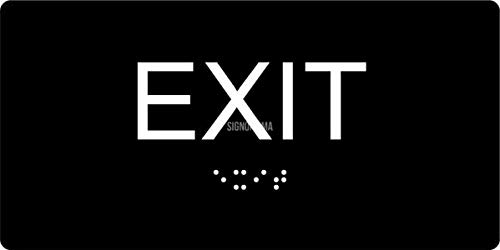 ADA EXIT Sign, 6″x 3″,Braille Grade II (Black/White)