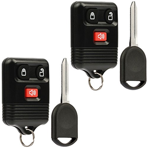 Car Key Fob Keyless Entry Remote fits Ford, Lincoln, Mercury, Mazda with Ignition Key (CWTWB1U331 GQ43VT11T CWTWB1U345 3-btn), Set of 2