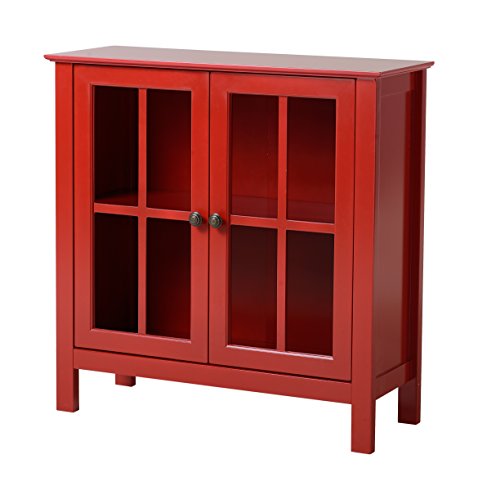American Furniture Classics OS Home and Office Accent and Display Cabine Glass Door Cabinet, Red Paint | The Storepaperoomates Retail Market - Fast Affordable Shopping